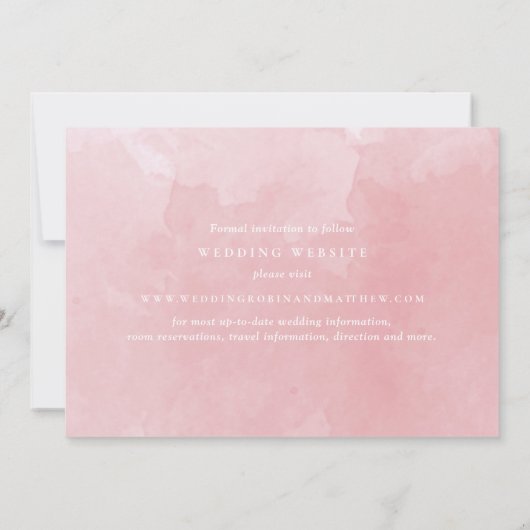 Elegant Dusty Roos Waterverf Monogram Weddenschap Save The Date (Achterkant)