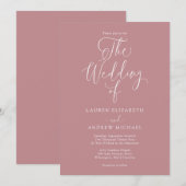 Elegant Dusty Roos & White Minimalist Wedding Kaart (Voorkant / Achterkant)