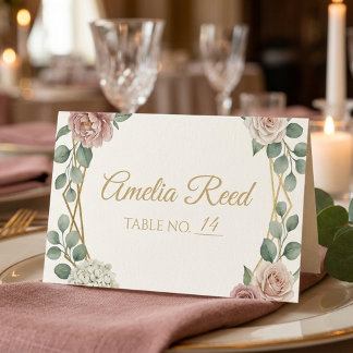 Elegant Dusty Rose Geometric Floral Watercolor 