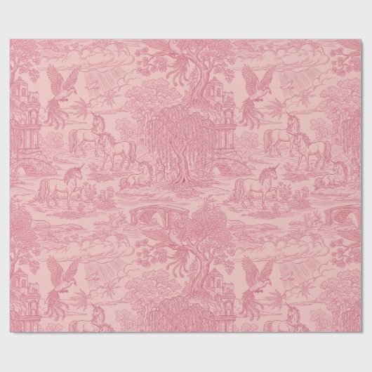Elegant Dusty Rose Pink Rococo Revival Toile Cadeaupapier (Vlak)