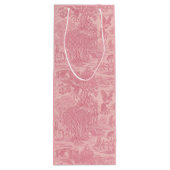Elegant Dusty Rose Pink Rococo Revival Toile Wijn Cadeautas (Achterkant)