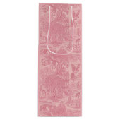 Elegant Dusty Rose Pink Rococo Revival Toile Wijn Cadeautas (Voorkant)