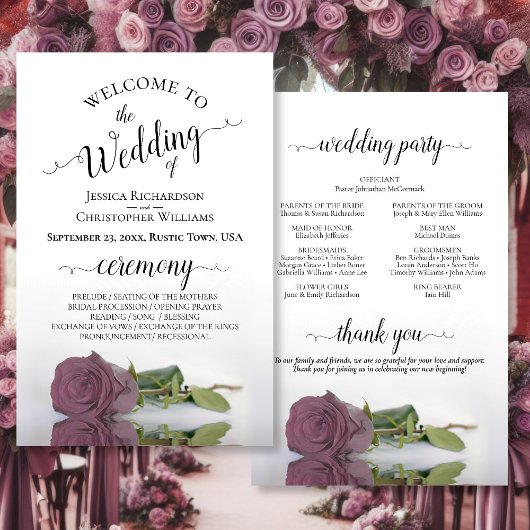 Élégant Dusty Rose rose Budget Programme de mariag