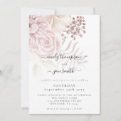 Elegant Dusty Roze Bloemen Script Wedding Kaart (Voorkant)