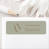 Elegant Dusty Sage en Gouden Monogram Etiket (Insitu)