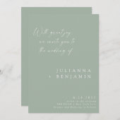 Elegant Dusty Sage Minimalist Chic Script Weddensc Kaart (Voorkant / Achterkant)