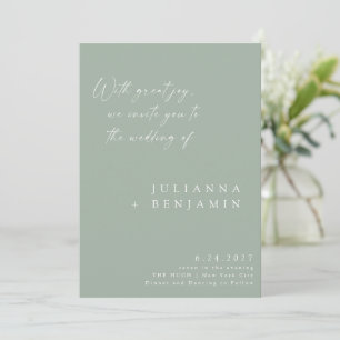 Elegant Dusty Sage Minimalist Chic Script Weddensc Kaart