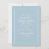 Elegant Dusty Sky Blue White Wedding Kaart (Voorkant)