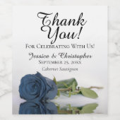 Elegant Dusty Steel Blue Roos Weddenschap Hartelij Wijn Etiket (Enkel label)