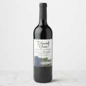 Elegant Dusty Steel Blue Roos Weddenschap Hartelij Wijn Etiket (Voorkant)