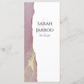 Elégant Dusty Viva Magenta Menu Mariage (Dos)