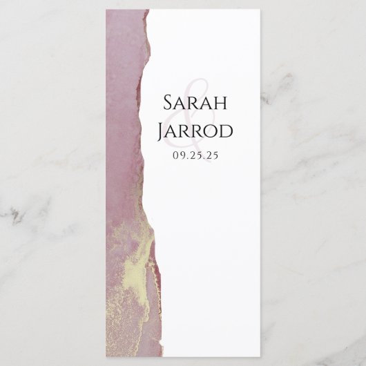 Elégant Dusty Viva Magenta Menu Mariage (Dos)