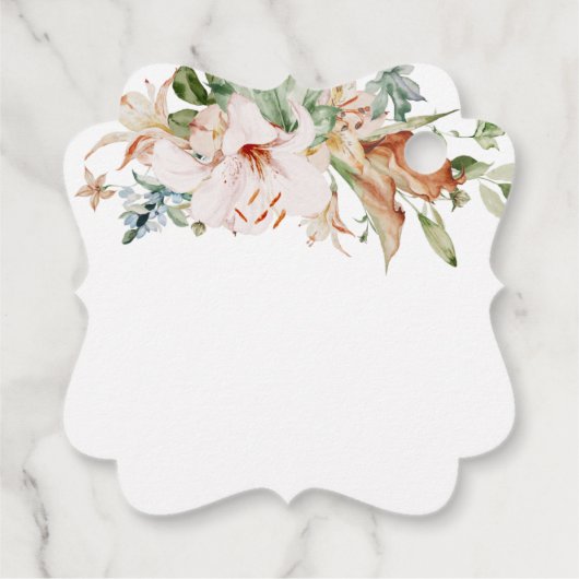 Elegant Earthy Blooms Floral Weddenschap Bedankt Bedankjes Labels (Achterkant)