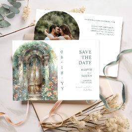 Elegant Earthy Botanical Garden Photo Wedding Save The Date