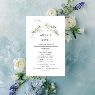Elegant Earthy Greenery Waterverf Wedding Programm