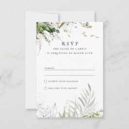 Elegant Earthy Greenery Waterverf Wedding RSVP Kaartje