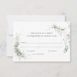 Elegant Earthy Greenery Waterverf Wedding RSVP Kaartje