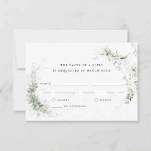 Elegant Earthy Greenery Waterverf Wedding RSVP Kaartje