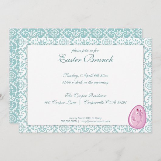 Elegant Easter Brunch Uitnodiging (Voorkant / Achterkant)