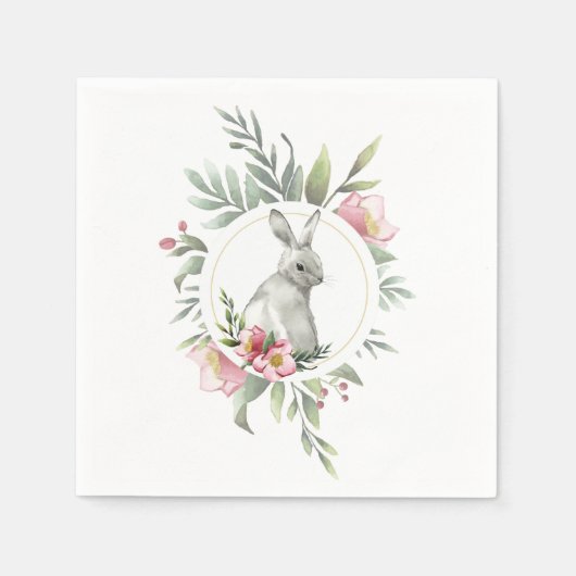Elegant Easter Bunny Floral ontwerp Servet (Voorkant)