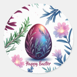 Elegant Easter Egg Botanical Art Ronde Sticker