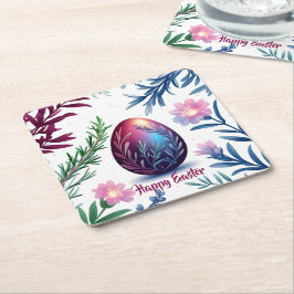 Elegant Easter Egg Botanical Art Vierkante Kartonnen Onderzetter