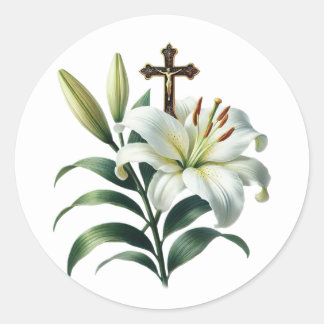 Elegant Easter Lilly Ronde Sticker