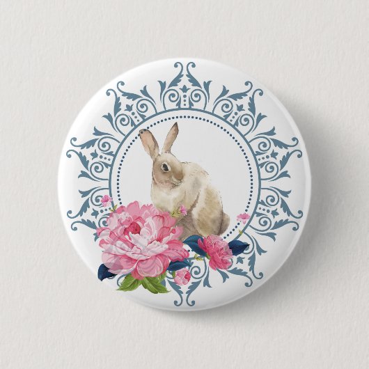 Elegant Easter Rabbit design Ronde Button 5,7 Cm (Voorkant)