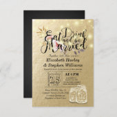 Elegant EAT Boire & Etre Marié Mariage Invitations (Devant / Derrière)