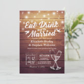 Elegant EAT Boire & Etre Marié Mariage Invitations (Debout devant)