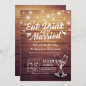 Elegant EAT Boire & Etre Marié Mariage Invitations (Devant / Derrière)