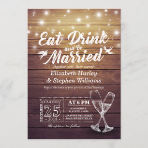 Elegant EAT Boire & Etre Marié Mariage Invitations
