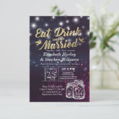Elegant EAT Boire & Etre Marié Mariage Invitations (Debout devant)