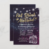 Elegant EAT Boire & Etre Marié Mariage Invitations (Devant / Derrière)