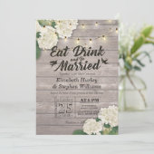 Elegant EAT Boire & Etre Marié Mariage Invitations (Debout devant)