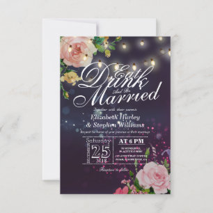 Elegant EAT Boire & Etre Marié Mariage Invitations