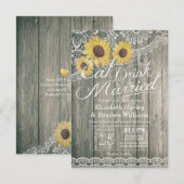 Elegant EAT Boire & Etre Marié Mariage Invitations (Devant / Derrière)