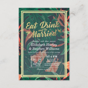 Elegant EAT Boire & Etre Marié Mariage Invitations