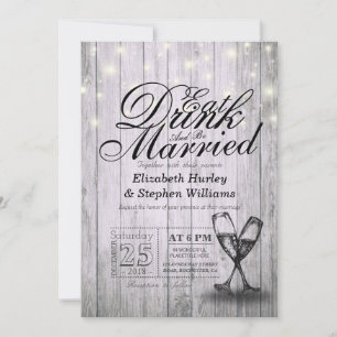Elegant EAT Boire & Etre Marié Mariage Invitations