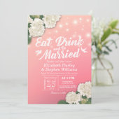 Elegant EAT Boire & Etre Marié Mariage Invitations (Debout devant)