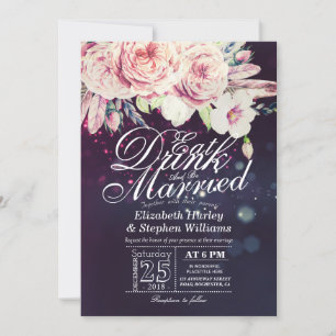 Elegant EAT Boire & Etre Marié Mariage Invitations