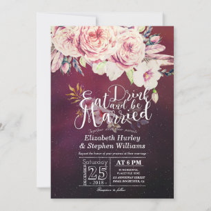 Elegant EAT Boire & Etre Marié Mariage Invitations