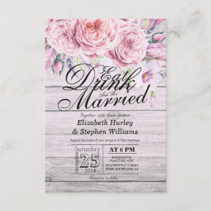 Elegant EAT Boire & Etre Marié Mariage Invitations