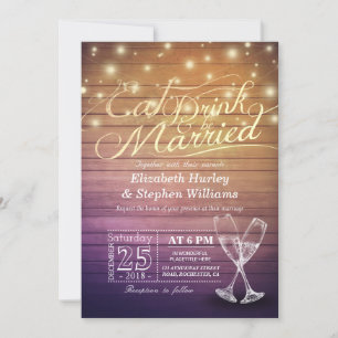 Elegant EAT Boire & Etre Marié Mariage Invitations