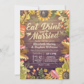 Elegant EAT Boire & Etre Marié Mariage Invitations (Devant)
