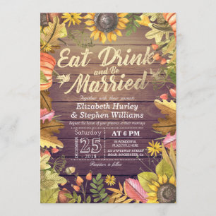 Elegant EAT Boire & Etre Marié Mariage Invitations