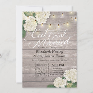 Elegant EAT Boire & Etre Marié Mariage Invitations