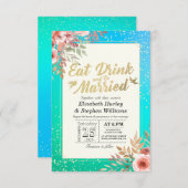 Elegant EAT Boire & Etre Marié Mariage Invitations (Devant / Derrière)