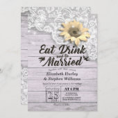 Elegant EAT Boire & Etre Marié Mariage Invitations (Devant / Derrière)