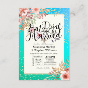 Elegant EAT Boire & Etre Marié Mariage Invitations